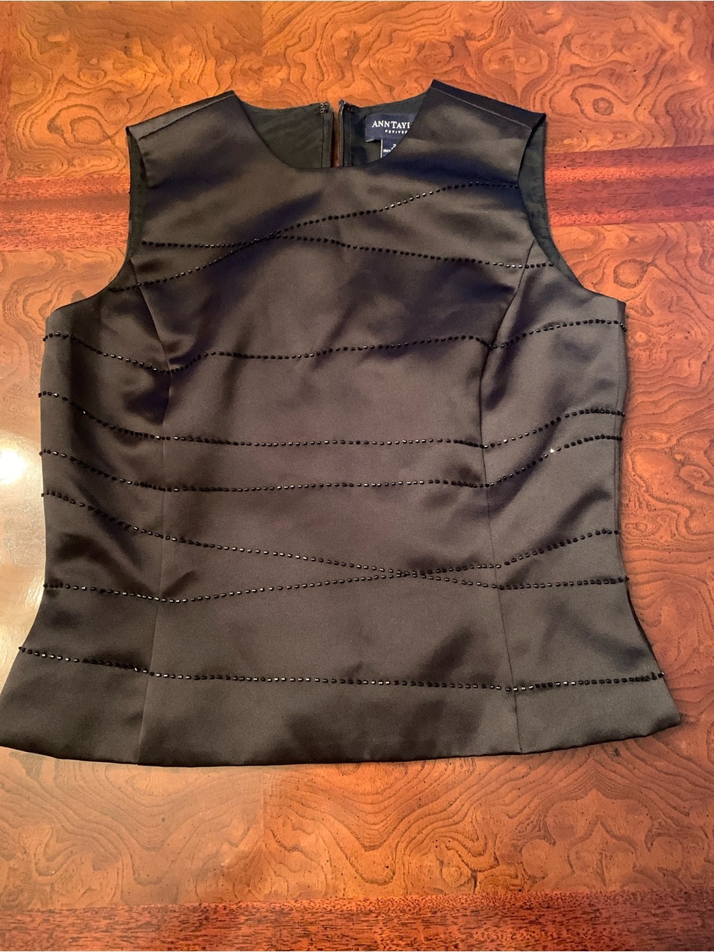 Ann Taylor Black Petite Dressy Shell with Satin Finish